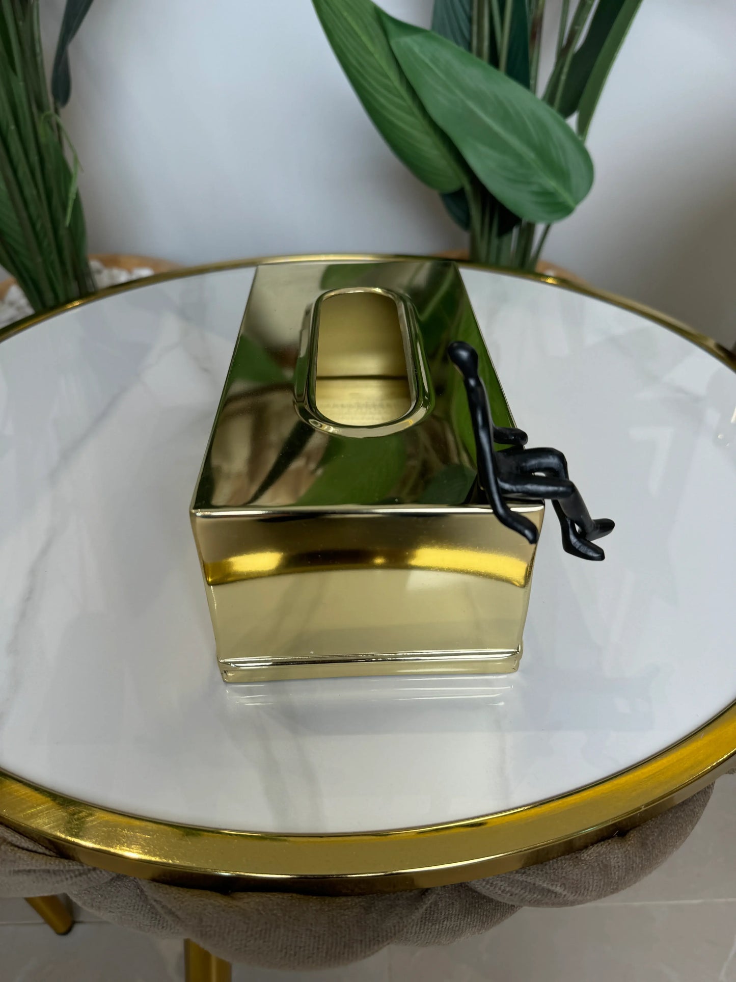 Distributeur de Mouchoirs Design Or Brillant 24cmx10cm