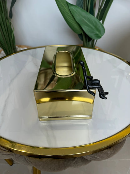 Distributeur de Mouchoirs Design Or Brillant 24cmx10cm