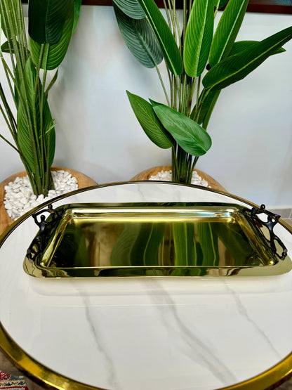 Plateaux en metal doré